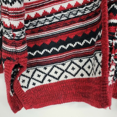 Mossimo Womens Cardigan Sweater Small Red Heavyweight Aztec Print Open Front  - Picture 5 of 8