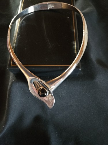 SOLID STERLING SILVER CHOKER STYLE NECKLACE 98 GRAMS SILVER AND ONYX STONE AS... - Picture 8 of 13