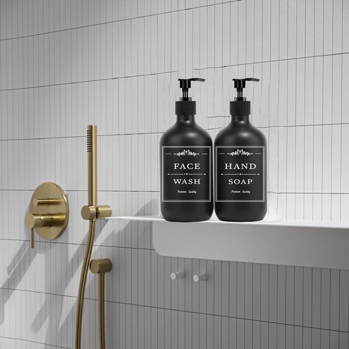 2/3 Piezas 500ml Líquido Jabón Dispensador Loción Bomba Botellas con 12 Etiquetas - Imagen 9 de 26