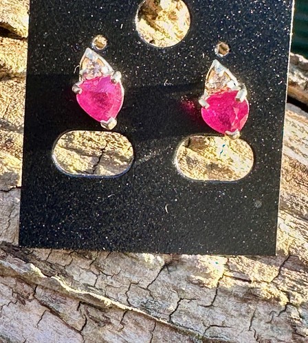 TJC Red Heart Shaped Ruby & Topaz Ring M/6 Pendant & Earrings 14K GoldPlated Set - Picture 8 of 24