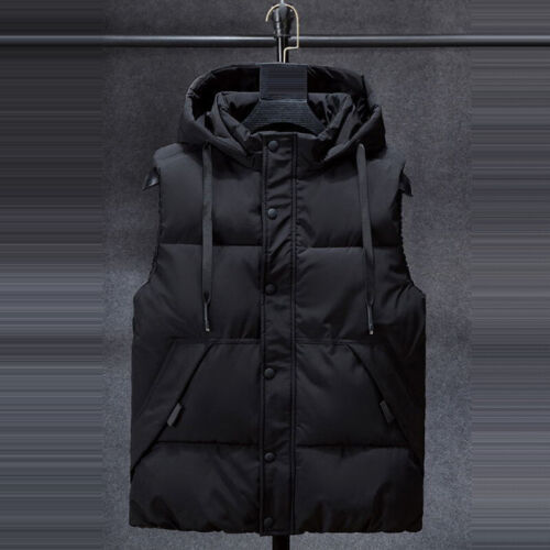 Gilet uomo imbottito bolla staccabile con cappuccio gilet trapuntato giacca cappotto top - Foto 8 di 18