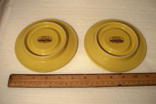 2 Vtg. Noritake Primastone Genuine Stoneware Japan Radiant Yellow Saucers 5.5" - Picture 7 of 9
