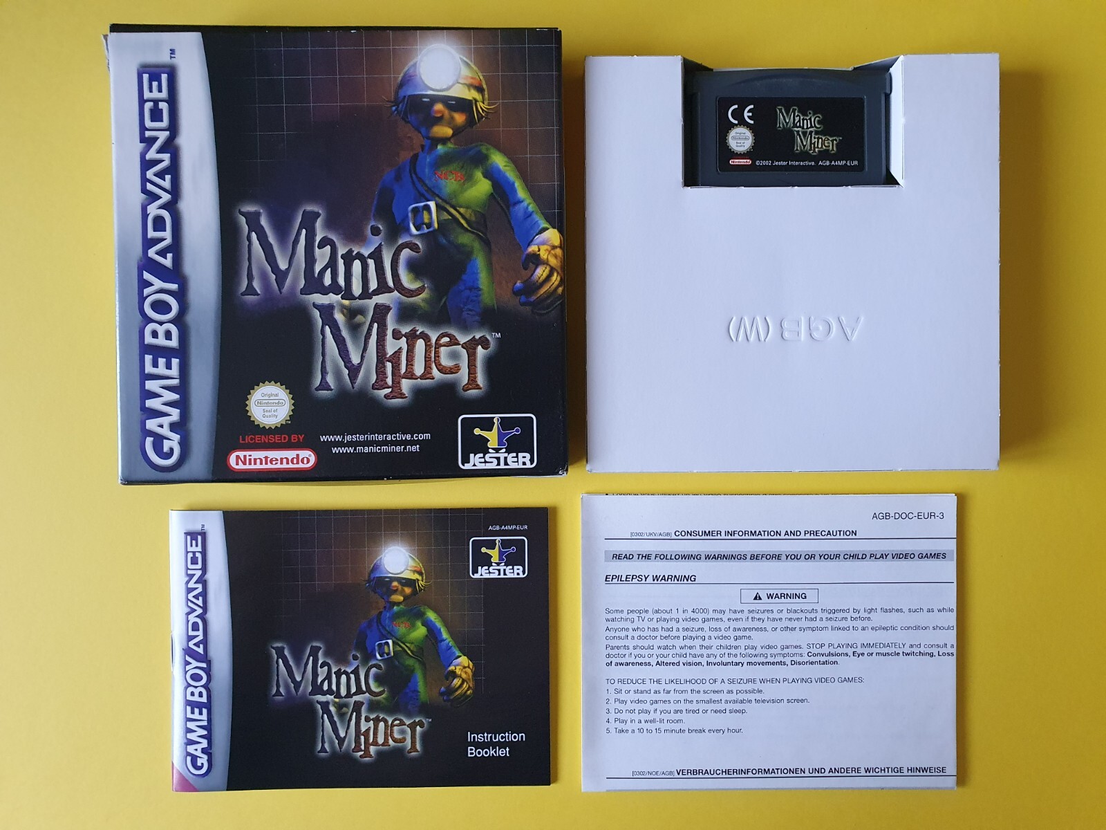 MANIC MINER / jeu Game Boy Advance NINTENDO - GBA / EUR / JESTER + Crystal Box