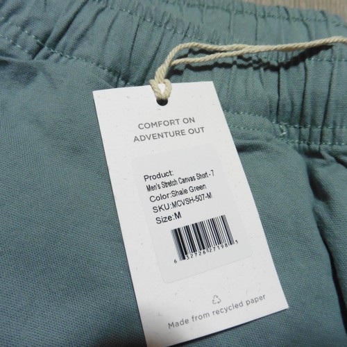 FREE FLY Hombres M PANTALONES CORTOS DE LONA ELÁSTICOS MEDIANOS VERDE PIZARRA 7" BAMBÚ MCVSH-310 - Imagen 7 de 10