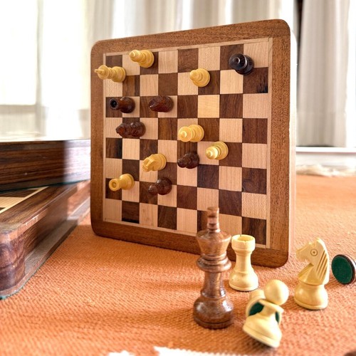 Set Scacchiera Cassettiera Scacchiera in Legno 7" Pollici con Portaoggetti Torneo. - Foto 10 di 13