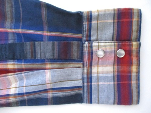 Camisa Levi's Azul Rojo Dorado Cuadros Western Rockabilly Perla Broches Rojo Pestaña 2XL - Imagen 5 de 7