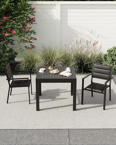 Expandable Patio Table, Extendable Outdoor Dining Table Set for 4-6 Persons - Picture 2 of 5