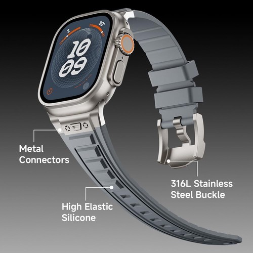 Tactical Silicone Strap Waterproof Replacement Band for Apple Watch Band 49/45mm - Picture 74 of 96