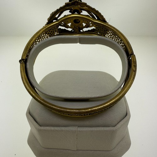 Antico Bracciale Vittoriano a Pinza Riempita in Oro - Disegno Floreale Ornato - Foto 3 di 11