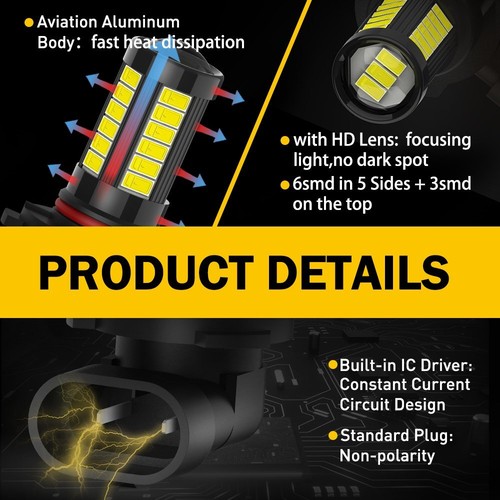 2X AUXITO 9140 LED Bombilla Antiniebla Conducción DRL HB4 2000LM 9145 6000K HID Blanco - Imagen 4 de 9