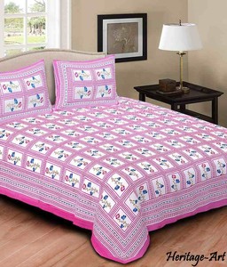 New Rajasthani Hand Block Elephant Design Cotton Bed Sheet With 2 Pillow Covers Ebay