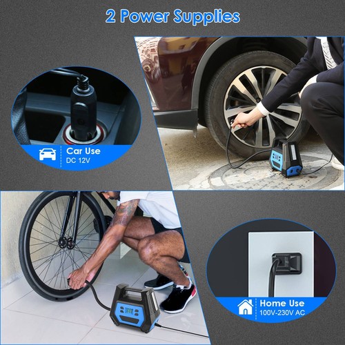 150PSI 12V Portable Tire Inflator Bike Car Air Pump Compressor with LED Lights - Picture 7 of 16