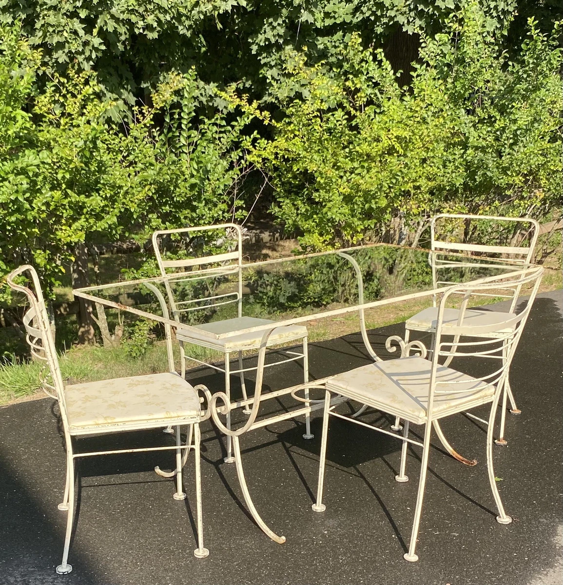 Wrought iron patio table and 4 chairs sale