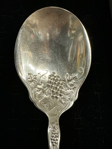 Vtg R. C. Co. ISABELLA / GRAPE (1913) Silverplate Salad Serving Spoon & Fork - Picture 5 of 9