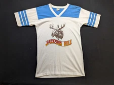 Vintage 80s Bantam Jackson Hole Moose Tee Medium Blue Stripes USA
