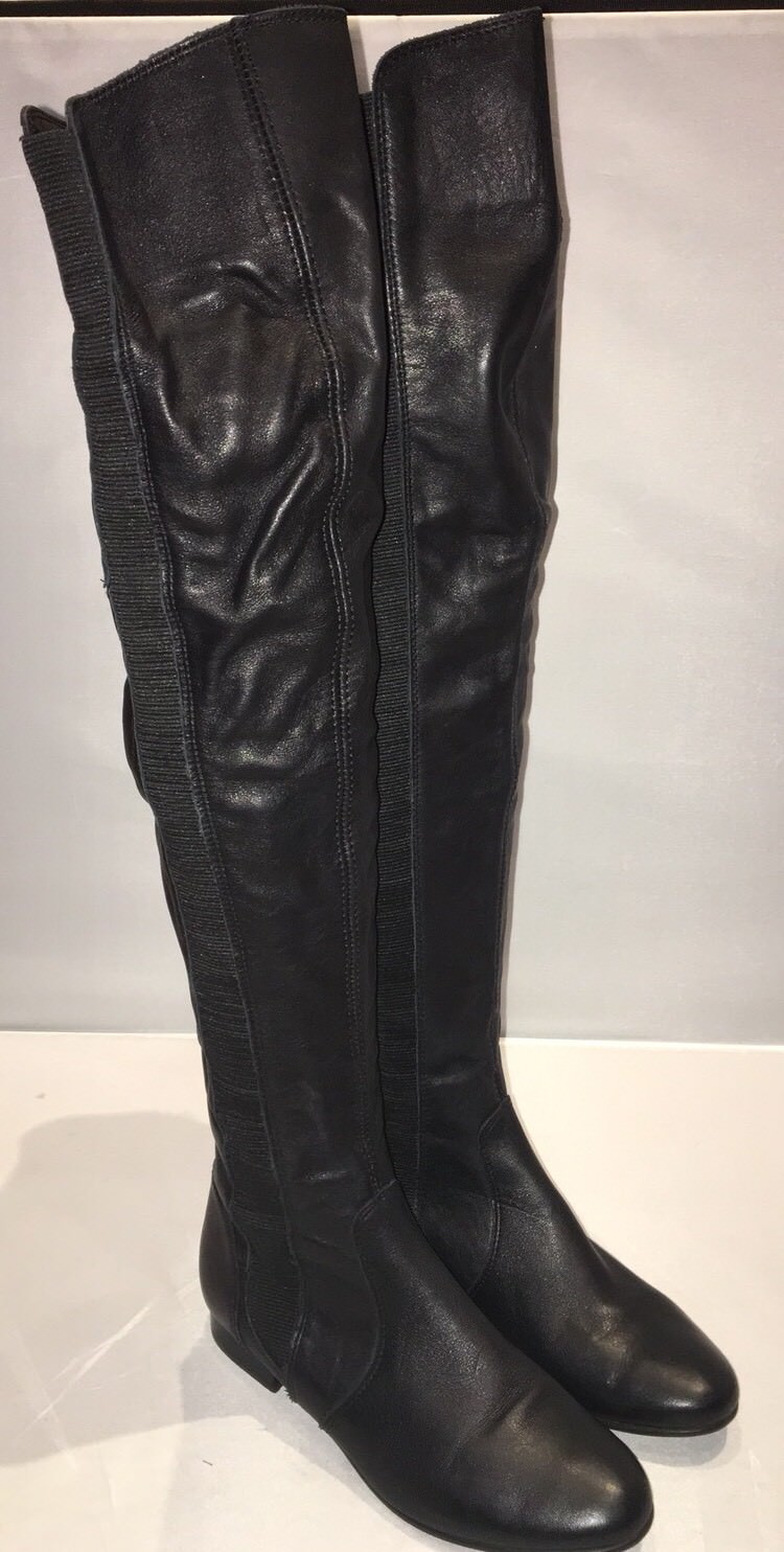 Hermoso Cuero Negro Sobre La Rodilla Botas Bertie, Talla 3, nuevo Hermoso Cuero Negro Sobre La La La Rodilla Botas Bertie, Talla 3, nuevo a806ce