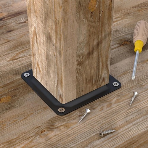 4 Stück 4 Zoll x 4 Zoll Holzpfosten Basis Klammern für Terrassenzaun Veranda Unterstützung Pulverbeschichtet - Bild 2 von 6