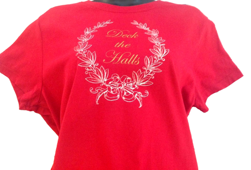 Christmas Top Shirt Deck the Halls Red Juniors size XXL 2XL Holiday - Picture 3 of 5