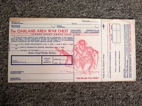 1944 WW2 California War Chest INC Campagna e Lettera Digitata Istruzioni Volontari - Foto 19 di 22