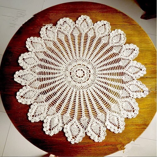 33" Vintage Hand Crochet Tablecloth Round Lace Table Topper Flower Doily Wedding - Picture 40 of 54