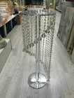 Diamond 60cm Silver Mirrored Side Table Modern Stand Sparkle Crystal Glass New