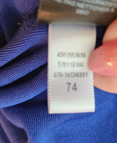 Chicos Travelers Sz 2 Reg L Woman’s Tunic Top Royal Blue Silvertone Studs Collar - Picture 12 of 12