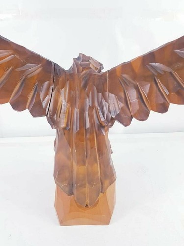 Large hand carved vintage wooden Eagle Classic United state Dark Light Brown - Picture 9 of 12