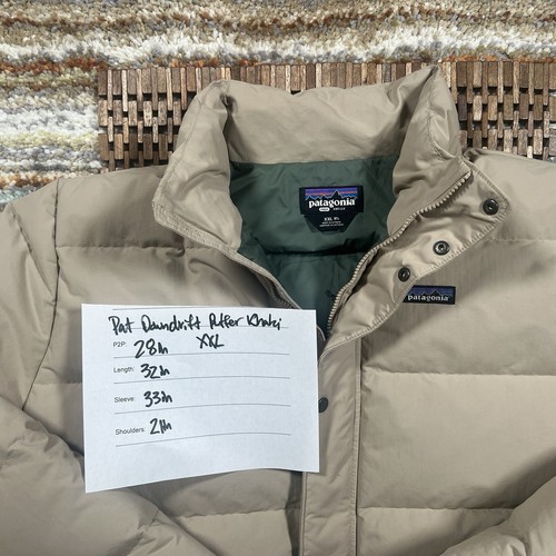 Patagonia Down Drift Goose Down Puffer Jacket Khaki Green Men’s Size XXL 2XL - Picture 4 of 4