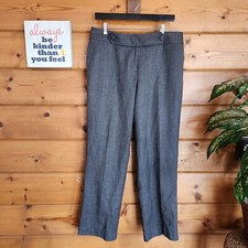 Talbots Gray Twill Tweed Wool Blend Pant Dress Straight Trouser Petite Sz 12 X29