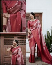 Women's Kanjivaram Soft Silk Saree With Blouse Piece, Destinyclothshop saree