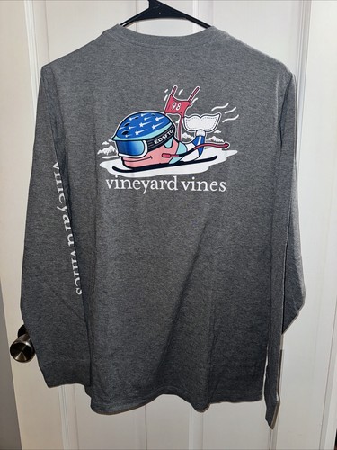 VINEYARD VINES Boys Downhill Ski Whale Pocket Tee T Shirt Long Sleeve NWT XL 18 - Picture 1 of 7