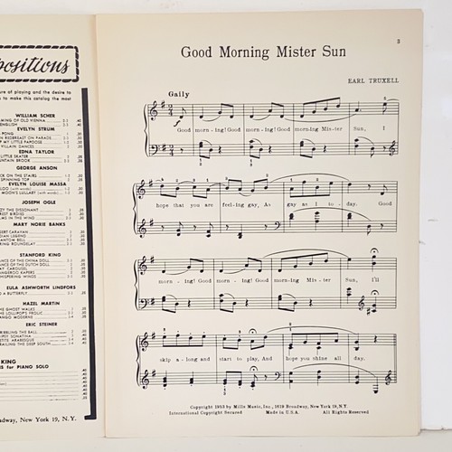 Vintage 1953 Good Morning Mister Sun Klavier Solo Noten von Earl Truxell - Bild 4 von 10