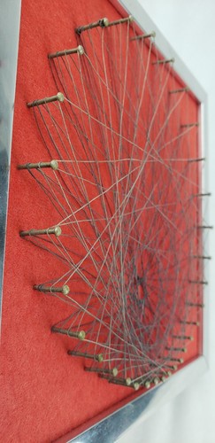 Vintage Mid Century Retro Nail Wire String Art Picture Abstract Geometric Modern - Picture 6 of 11