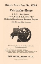 Fairbanks Morse 1 HP Jack Junior, 2, 4, 6 HP Type H Engine Hit Parts Manual