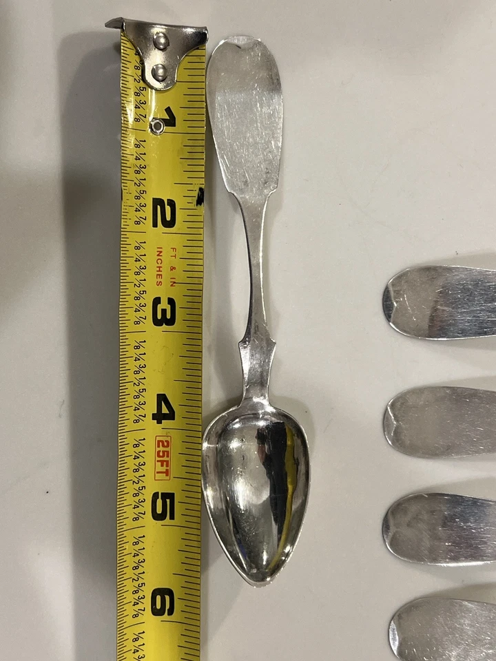 6 Antique G Gordon Coin Silver Spoon Spoons Monogram 5.5” Monogrammed 1800’s - Image 4 of 4