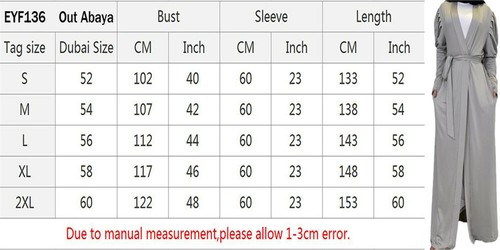 Dubai Women Open Abaya Cardigan Long Robes Turkey Kimono Islamic Maxi Dresses - Picture 24 of 66