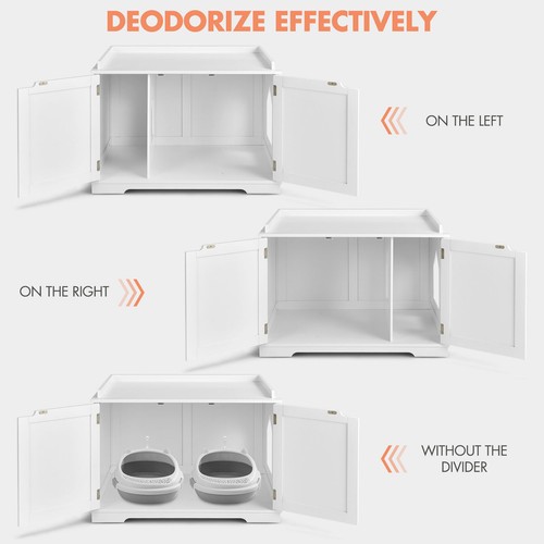 Costway Cat Litter Box Wooden Enclosure Pet House Washroom Storage Bench White - Bild 7 von 12