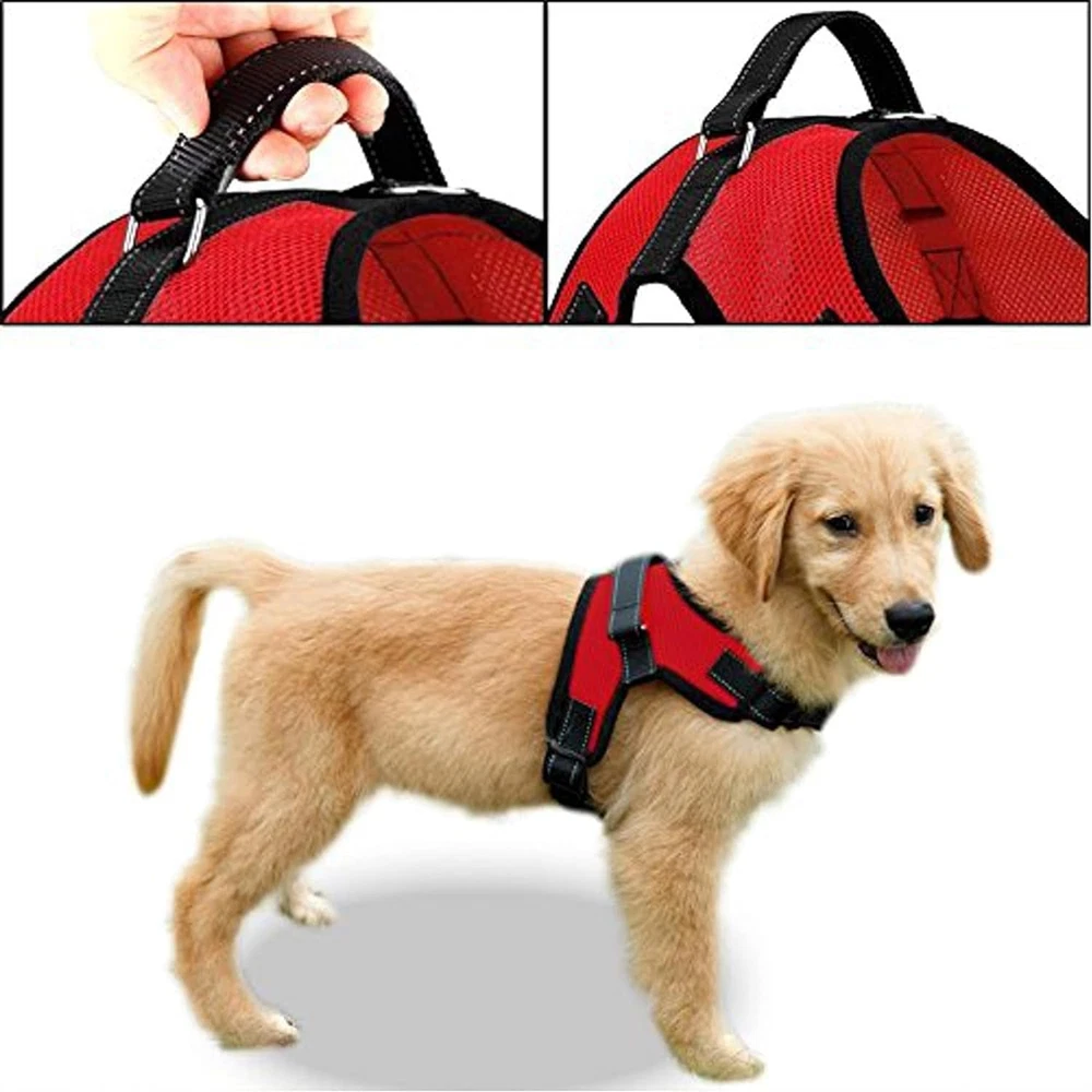 Dog Harness Small Sized Dogs - All Weather Mesh Overhead Adjustable No Pull Vest