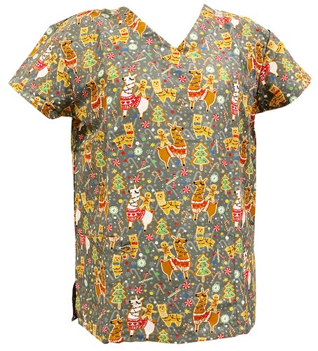 Women's Fashion Halloween Christmas Holiday Medical Nursing Scrub Tops S to 3XL - Picture 25 of 60
