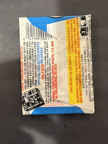 Fleer Lot - 1987, 1988, 1989, 1990 Unopened Wax Pack 1 Pack Per Year - Picture 10 of 10