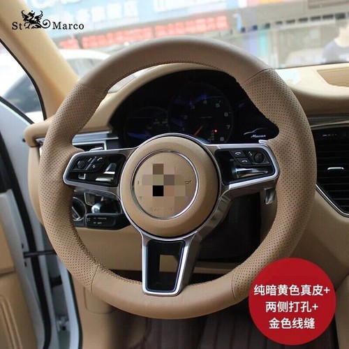 For Porsche Cayman Boxster Cayenne Macan 991 997 Hand Sewn Steering Wheel Cover - Picture 9 of 11