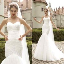 Simple Tulle Mermaid Wedding Dresses Sweetheart Backless Bridal Gowns Custom