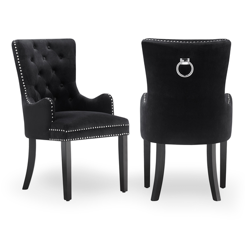 Tufted Studded Velvet Dining Accent Chair Victoria Door Knocker | SINGLE WINDSOR - Picture 20 of 20
