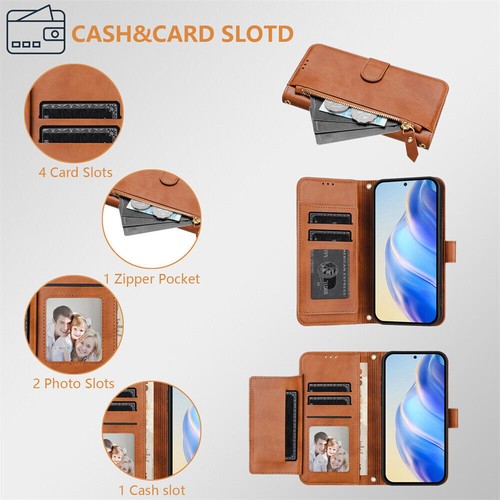 Zipper Leather Wallet Phone Case for OnePlus 11 13 12 10T ACE 3 5 N300 N30 N10 - Picture 11 of 18