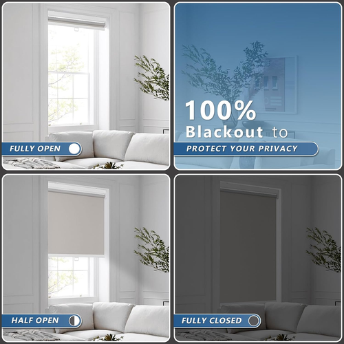 Motorized Roller Shade with Remote Control,Motorized Blinds 100% Blackout Electr - Picture 6 of 10