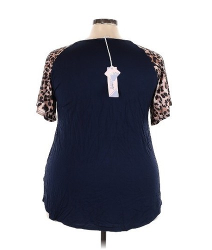 Damen-T-Shirt Übergröße 3X Kurzarm Gepard V-Ausschnitt neu mit Etikett - Bild 2 von 3