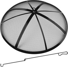 Fire Pit Spark Screen, Screen 30 Inch Round Upgraded-30 Inch, Black