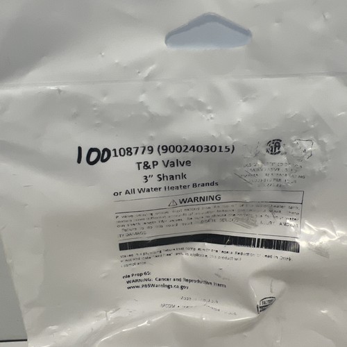 NEW, LOCHINVAR, 100108779, 3 IN SHANK, T&P VALVE. (17J-2) - Picture 3 of 4