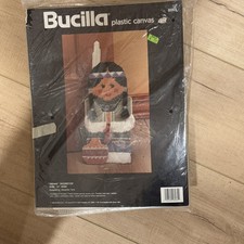 Bucilla plastic canvas Indian doorstop Kit #6065 14" 1990 Vintage Sealed
