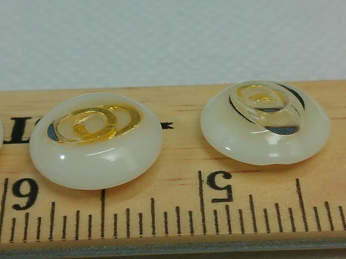 Vtg Pearl Lucite Gold Tone Metal Circles Cased Clear Dome .7" Sewing Button Set - Picture 18 of 23